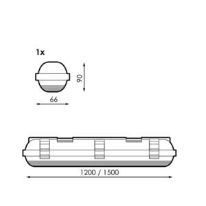 Armadura Para Tubo LED T8 1X1500mm IP65 - Image 2