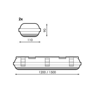 Armadura Para Tubo LED T8 2X1200mm IP65 - Image 2