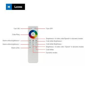 Controlador RF2.4GHz TOUCH 12Vdc/24Vdc 20A para fita LED RGB+CCT com controlo remoto - Image 5