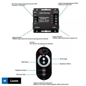 Controlador RF TOUCH 12Vdc/24Vdc 18A para fita LED Unicolor com controlo remoto - Image 2