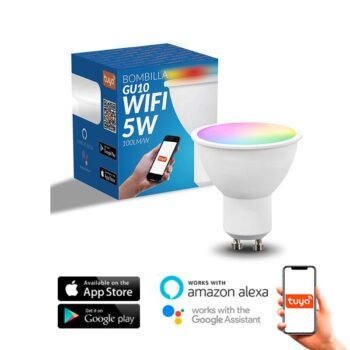 Lâmpada GU10 SMARTHOME WIFI LED 5W RGB+CCT (3000-6000-7500K), APP, Alexa e Google Assistant