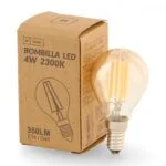 Lâmpada E14 (fino) Esférica Filamento LED 4W 2300K 350lm Ambar
