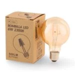 Lâmpada E27 (grosso) Globo Filamento LED G80 6W 2300K 500lm Ambar