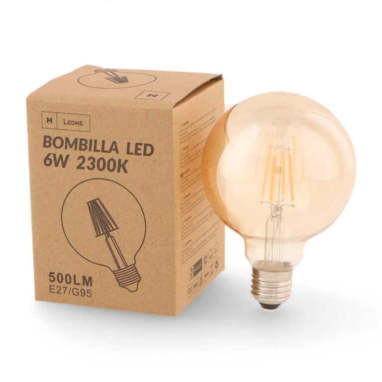 Lâmpada E27 (grosso) Globo Filamento LED G95 6W 2300K 500lm Ambar