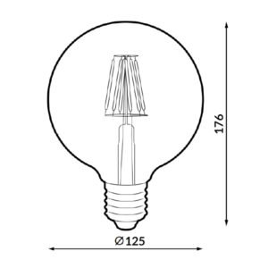 Lâmpada E27 (grosso) Globo Filamento LED G125 6W 2300K 500lm Ambar - Image 3