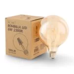Lâmpada E27 (grosso) Globo Filamento LED G125 6W 2300K 500lm Ambar
