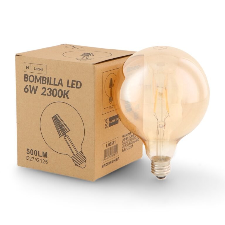 Lâmpada E27 (grosso) Globo Filamento LED G125 6W 2300K 500lm Ambar