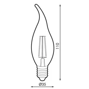 Lâmpada E14 (fino) Vela Bico Filamento LED 4W 2300K 350lm Ambar - Image 2