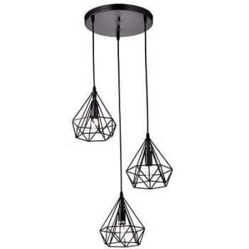 Suspensão GAIOLA 3xE27 Preto