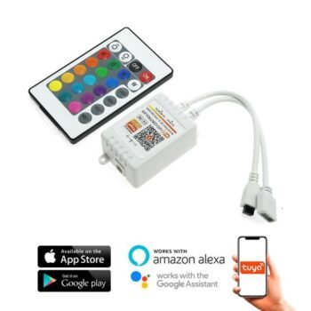 Mini Controlador IR/App 12Vdc/24Vdc para Fita Led RGB com comando