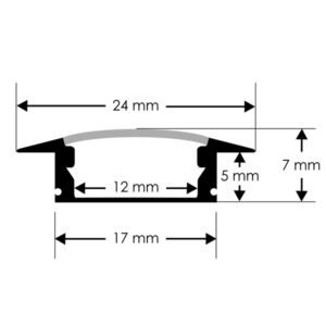 Perfil de Alumínio para encastrar 24x7mm por 2mt - Image 2