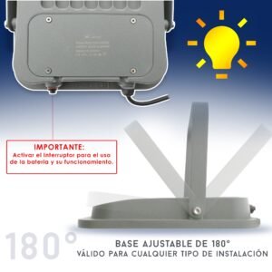 Projetor Solar VENECIA IP66 100W LED 4500lm 6000K Cinza - Image 2