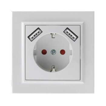 Tomada Schuko com USB Duplo Série EP Branco