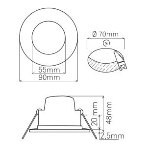 Foco de encastrar XELIM redondo IP65 5W LED 350lm 3000K Branco - Image 2