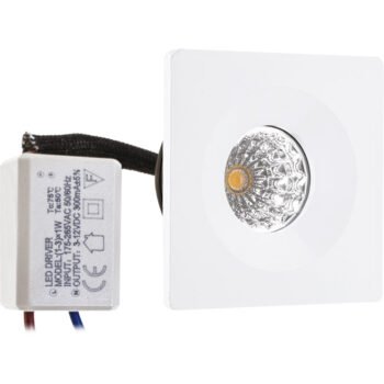 Foco de encastrar CENTIMO quadrado fixo 1x1W LED 65lm 4000K Branco
