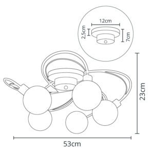 Plafond VITA 5xG9 Alt.23xD.53cm cromado com bolas de vidro brancas - Image 3