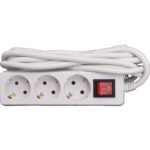 Extensão elétrica 3 tomadas c/interruptor 1,5mt branca