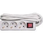 Extensão elétrica 3 tomadas c/interruptor 1,5mt branca