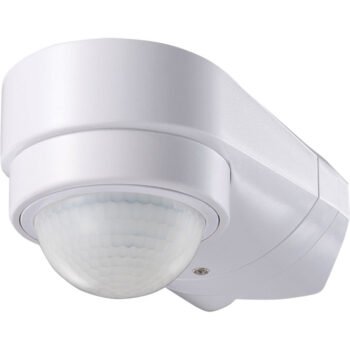Sensor de movimento IR branco IP65, ângulo de detecção 240°