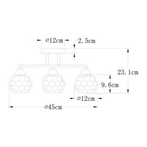 Plafond TULIPA GLASS 3xE14 Alt.23,1xD.45cm Cromado - Image 3
