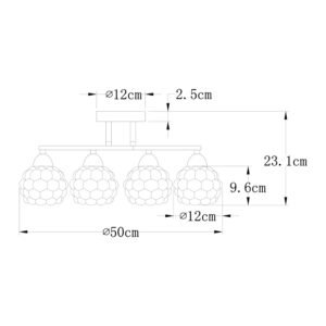 Plafond TULIPA GLASS 4xE14 Alt.23,1xD.50cm Cromado - Image 4
