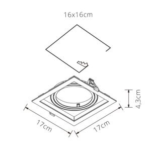 Aro de encastrar KALI quadrado para lâmpada AR111 Branco - Image 5