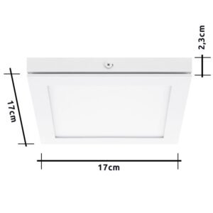 Painel de superfície TOLSTOI 17x17 12W LED 720lm 3000K Branco - Image 4