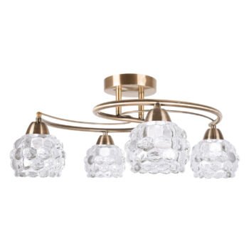 Plafond TULIPA GLASS 4xE14 Alt.23,1xD.50cm Oxidado