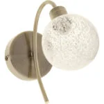 Aplique VITA 1xG9 C.10xL.23xAlt.20cm oxidado com bola de vidro transparente