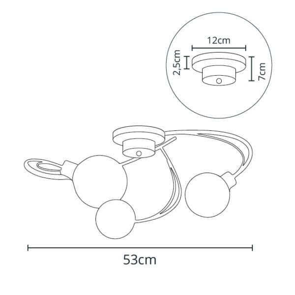 Plafond VITA 3xG9 Alt.23xD.53cm oxidado com bolas de vidro transparentes - Image 2
