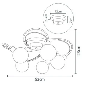 Plafond VITA 5xG9 Alt.23xD.53cm cromado com bolas de vidro transparentes - Image 2