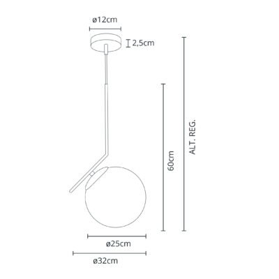 Suspensão AIMEE 1xE27 Alt.Reg.xD.32cm Dourado - Image 2