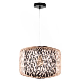 Suspensão BAMBOO D.39cm 1xE27 em bambu de cor preta e natural