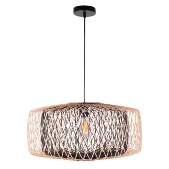 Suspensão BAMBOO D.59cm 1xE27 em bambu de cor preta e natural