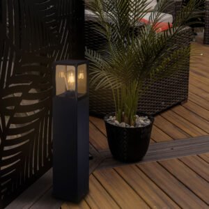 Pilar CRIZ IP44 1xE27 65cm Alumínio+Vidro Preto - Image 3