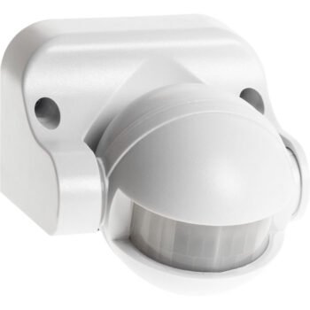 Sensor de movimento IR branco IP44, ângulo de detecção 180°
