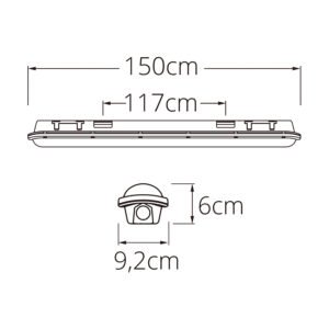 Régua LAZURITA 56W LED 150cm 5600lm 6400K IP65 Branca - Image 4