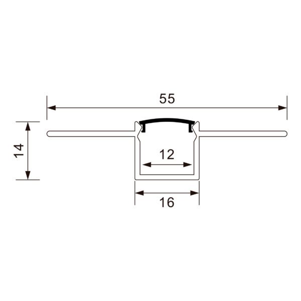 Calha de pladur para fita LED em alumínio com difusor opalino L.55x Alt.14mm - 2mt - Image 3