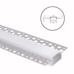 Calha de pladur para fita LED em alumínio com difusor opalino L.62xAlt.15mm - 2mt