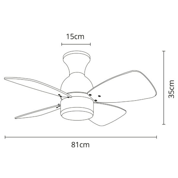 Ventoinha de tecto FRESCO branca, 4 palas reversíveis, 16W LED 4000K - Image 4