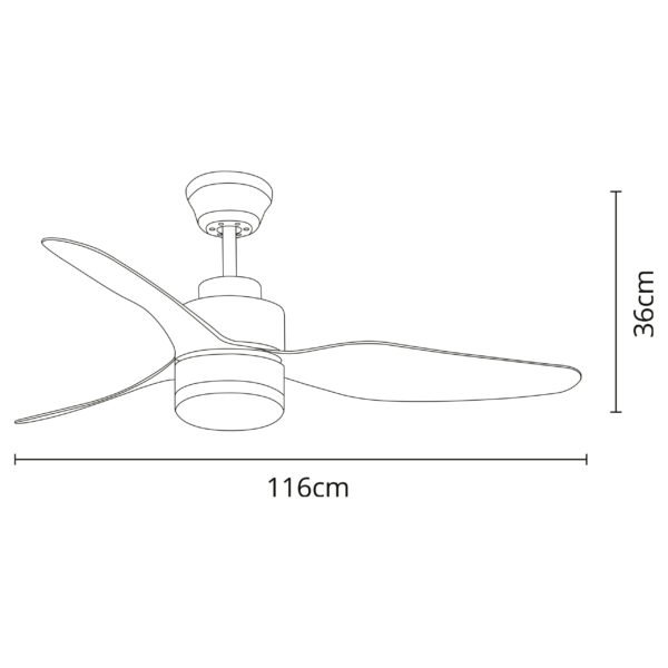 Ventoinha de tecto PONIENTE branca, 3 palas, 16W LED 4000K - Image 3