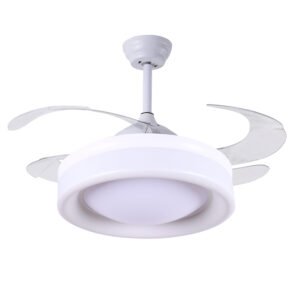 Ventoinha de tecto TITAN branca, 4 palas retráteis, 72W LED 3000|4000|6000K