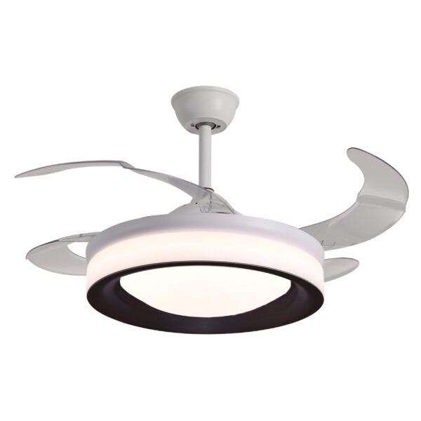 Ventoinha de tecto TITAN branca/preta, 4 palas retráteis, 72W LED 3000|4000|6000K