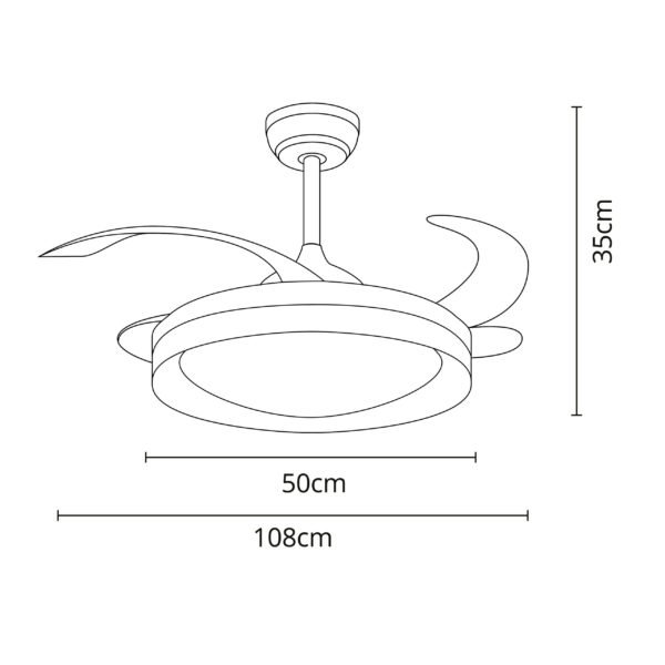 Ventoinha de tecto TITAN branca/preta, 4 palas retráteis, 72W LED 3000|4000|6000K - Image 2