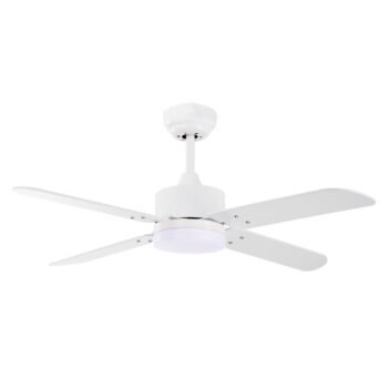 Ventoinha de tecto KENIA branca, 4 palas reversíveis, 18W LED 3000|4000|6500K