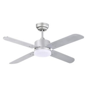 Ventoinha de tecto KENIA prata, 4 palas reversíveis, 18W LED 3000|4000|6500K
