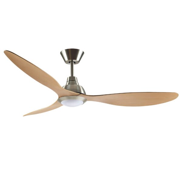 Ventoinha de tecto DELFOS níquel/faia, 3 palas, 20W LED 4000K