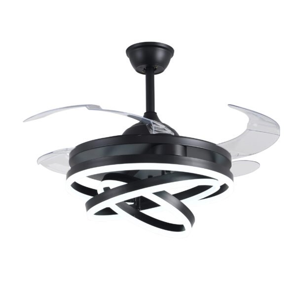 Ventoinha de tecto SFERA preta, 4 palas retráteis, 72W LED 3000|4000|6000K