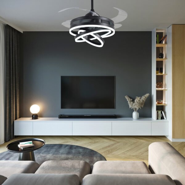 Ventoinha de tecto SFERA preta, 4 palas retráteis, 72W LED 3000|4000|6000K - Image 5