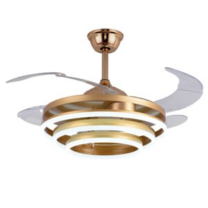 Ventoinha de tecto SFERA oro, 4 palas retráteis, 72W LED 3000|4000|6000K